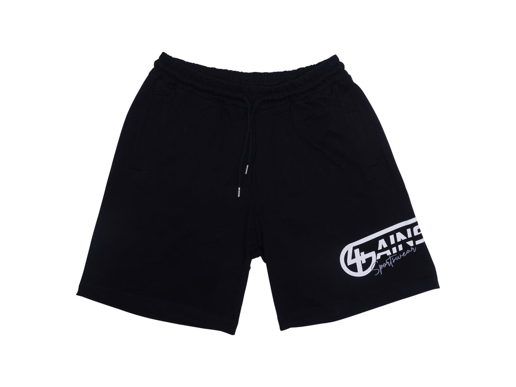 4GAINS Sportswear kurze Hose in der Farbe schwarz mit weißem Aufdruck