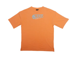 4GAINS Sportswear oversized T-shirt in der Farbe apricot mit türkisenem Aufdruck