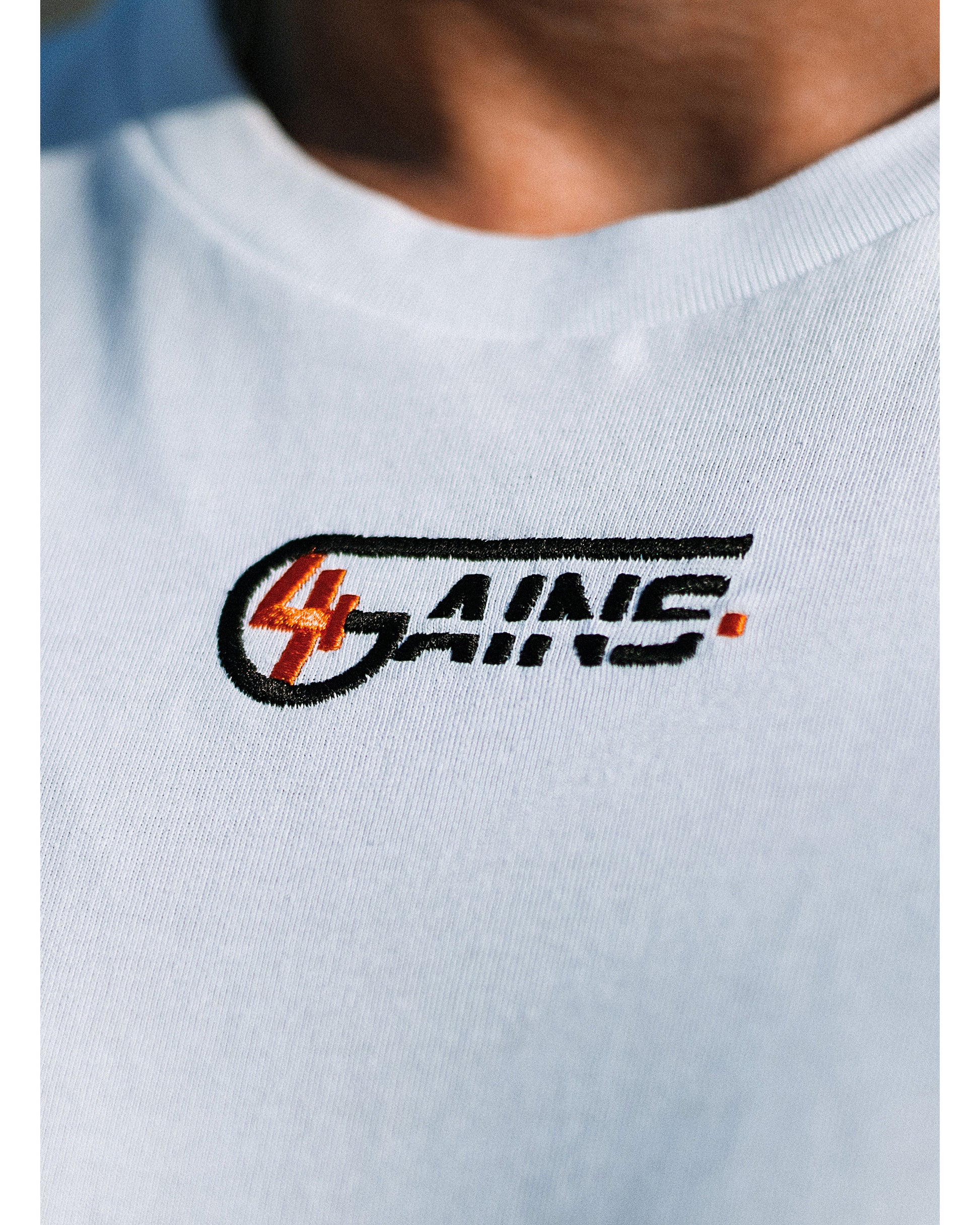 4GAINS basic unisex T-Shirt in white/black/orange