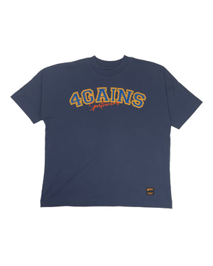 4GAINS Navy Dream T-Shirt in der Farbe Navy mit blau/orangenem "4GAINS" und rotem "Sportswear" Schriftzug auf der Vorderseite