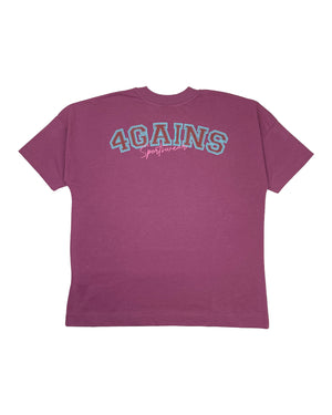 4GAINS Summer Vice T-Shirt in der Farbe altrosa mit rosa/türkisenem "4GAINS" in College Schrift und rosanem "Sportswear" Aufdruck auf der Rückseite