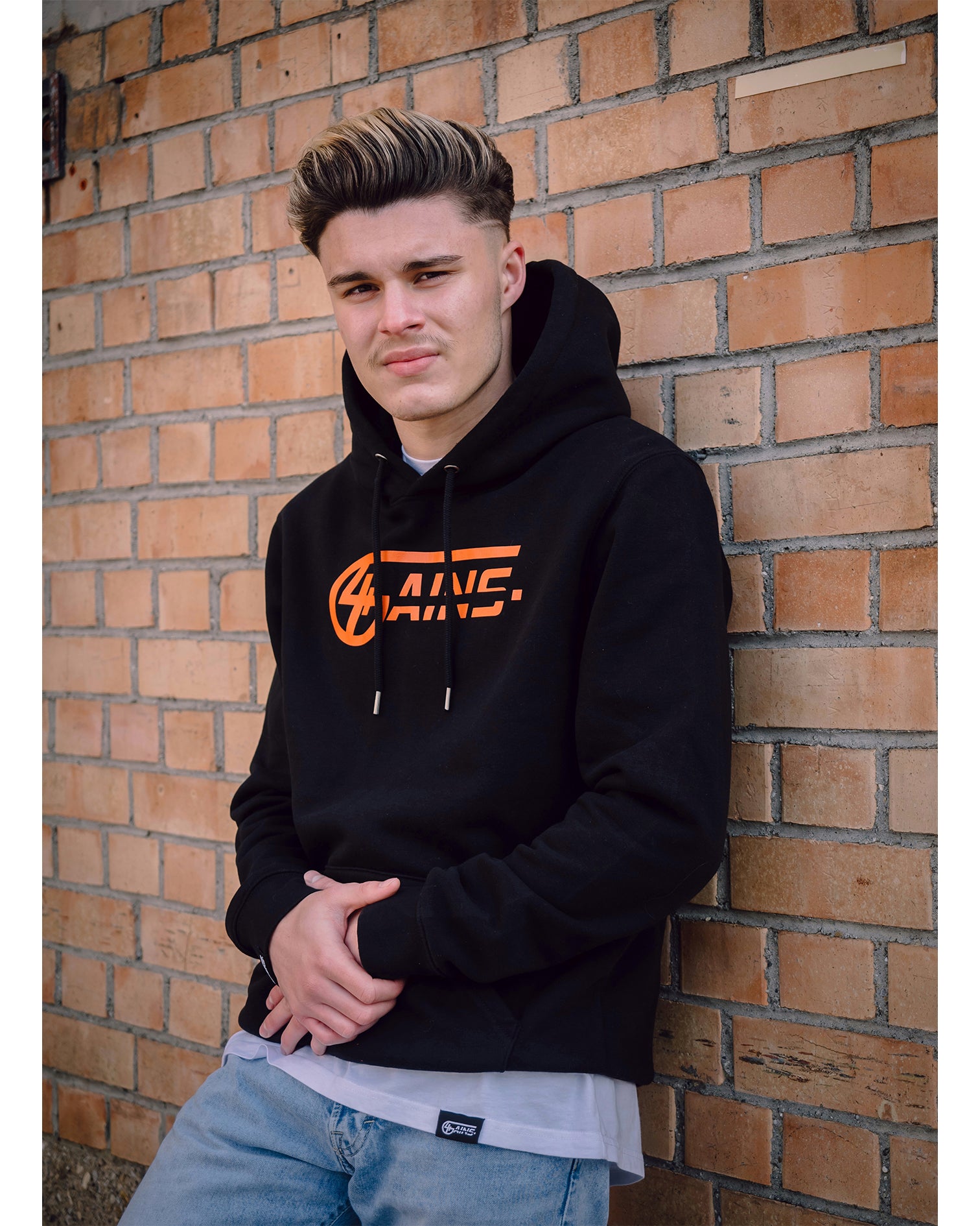 4GAINS Store 4GAINS HOODIE BLACK ORANGE